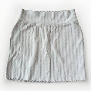 Aerie Offline Gray Ribbed Mini Skirt Size S Stretch Pull On Lettuce Hem